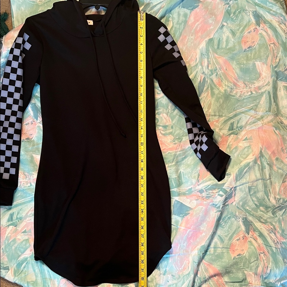 Love J Black Dress with Checkered Sleeves - Picture 13 of 13